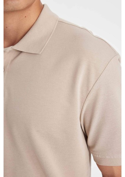 %100 Pamuk Regular Fit Polo Yaka Kısa Kollu Basic Düz Pike Kumaş Tişört C1293AX24SP