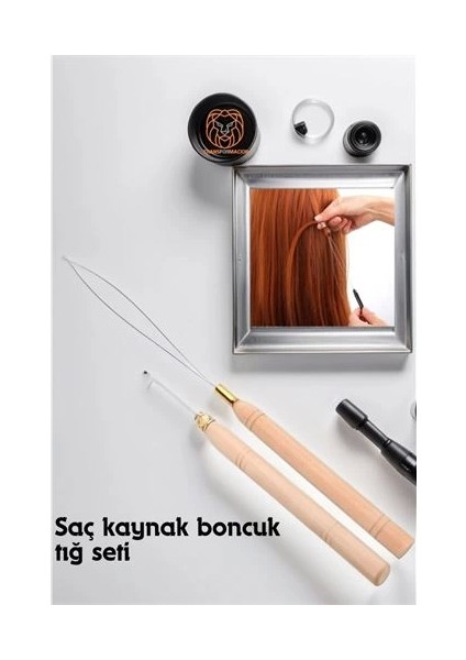 Saç Boncuk Uzatma Keratin Tığı Misina Seti