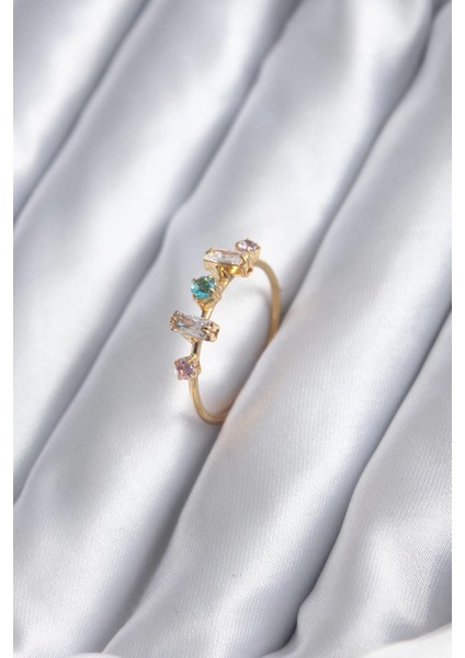 Bfs Gold Renk Zirkon Taşlı Renkli Zirkon Taşlı Kadın Yüzük