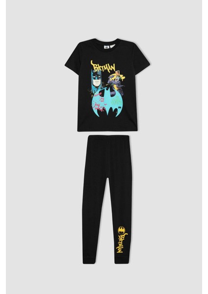 Erkek Çocuk Batman Pijama Takımı Kısa Kollu Üst Beli Lastikli Uzun Alt B5575A824SP