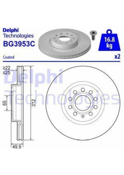 BG3953C BG3953C Fren Diski Takım Ön Boyalı Audi A3 Tt Seat Alhambra Leon Skoda Octavia Superb Yeti Vw