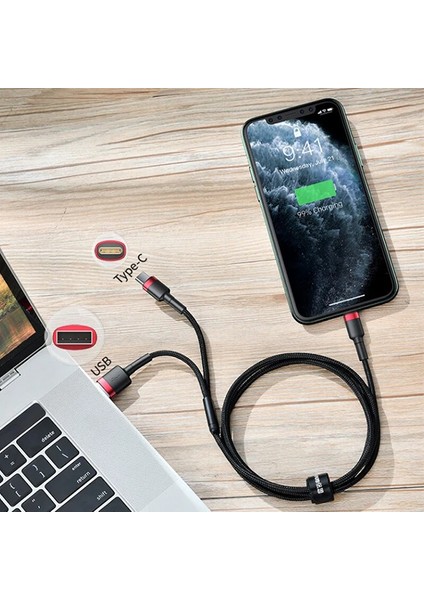 Baseus Cafule 2in1 Type C Pdhızlı Şarj+Iphone Hızlı USB Şarj KABLOSU-(1903) - CPT104237-3543