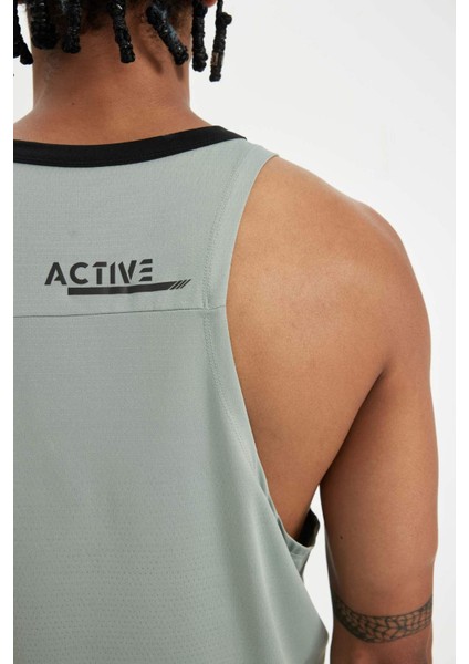 DeFactoFit Standart Fit Baskılı Bisiklet Yaka Ağır Kumaş Sporcu Atlet C1490AX24SM