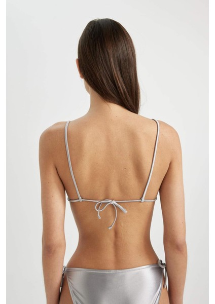 Regular Fit Saten Üçgen Bikini Üstü-Fall in Love B6933AX24HS