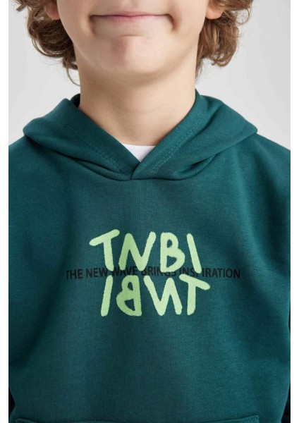 Erkek Çocuk Oversize Geniş Kalıp Sırt Baskılı Kapüşonlu Sweatshirt C0354A823CW