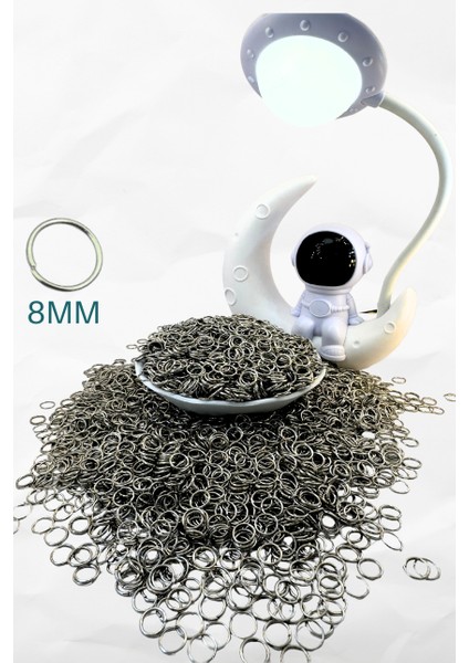100 Adet 8 mm Gümüş Renk Takı Halkası - Takı Yapımı Malzemesi Aparat