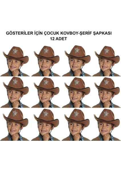 Kovboy Şerif Şapkası Kahve 12 Adet - Kostüm, Parti ve Gösteri Şapkası fiyatları
