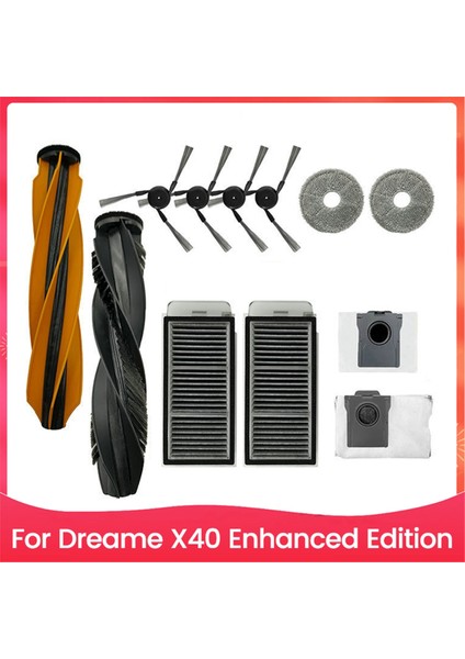 Dreame X40 Enhanced Edition Süpürme Robotu Aksesuarları Yedek Parçaları Için 12 Adet Fırça Paspas Bezi Toz Torbası ve Filtre (Yurt Dışından)