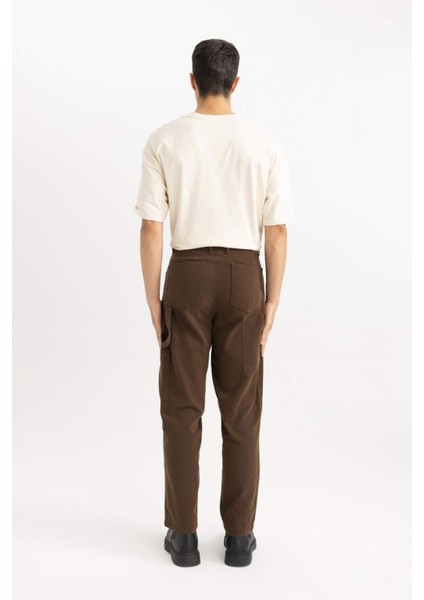 Yazlık Kanvas Pantolon Straight Fit Normal Kalıp Normal Bel Boru Paça Basic Düz Cepli B2156AX24SP