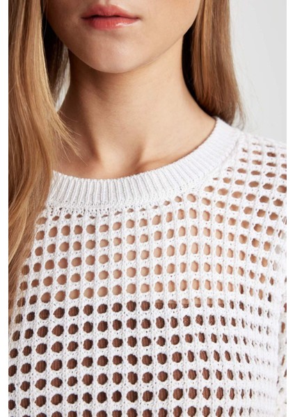 Regular Fit Bisiklet Yaka Kroşe Triko Kazak T4513AZ24SP