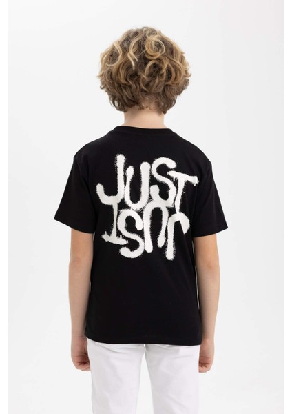 Erkek Çocuk Bisiklet Yaka Baskılı Kısa Kollu Tişört