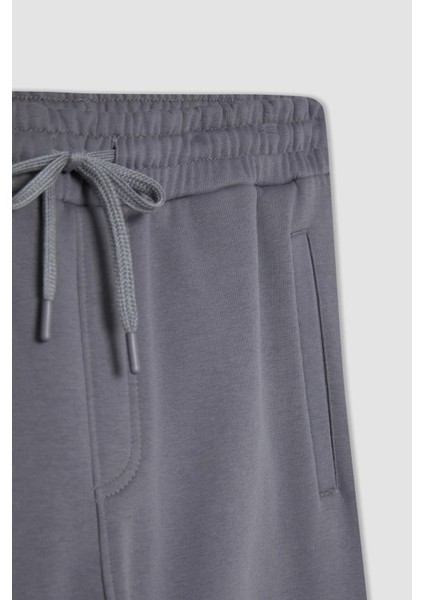 Jogger Eşofman Altı Standart Fit Basic Düz Beli Bağcıklı Lastikli Paça Cepli