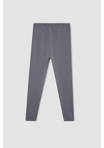 Jogger Eşofman Altı Standart Fit Basic Düz Beli Bağcıklı Lastikli Paça Cepli