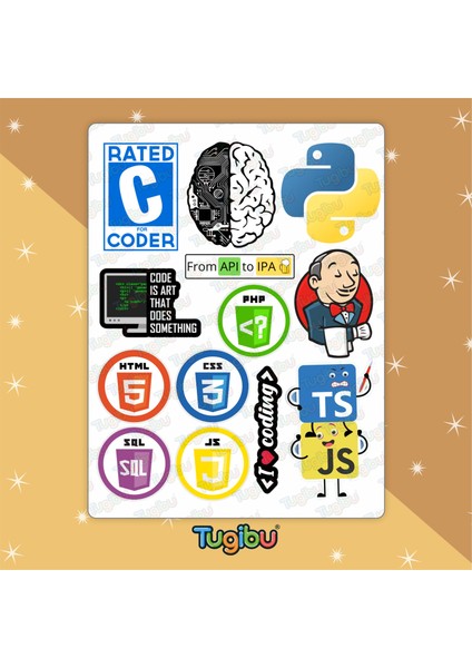 Yazılım Sticker Seti, Kodlama Temalı Sticker, 23 Adet Coder Etiket, Yazılımcı Etiket Seti modelleri