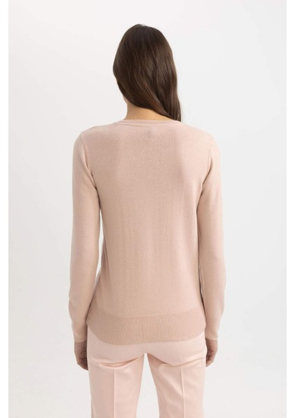 Regular Fit Yumuşak Dokulu Bisiklet Yaka Basic Düz Triko Kazak F7091AZ24WN