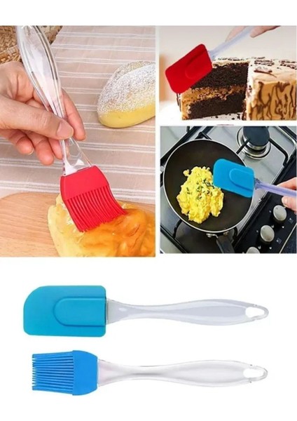 Silikon Yumurta Fırçası ve Spatula Damla Saplı Silikon Hamur Spatula Yağ Fırçası Mor Spatula Fırça