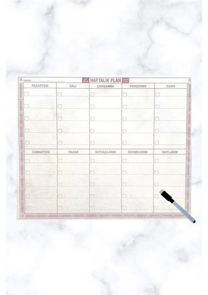 Bfs Şeffaf Kendiliğinden Yapışkanlı Kalemli Haftalık Planlayıcı 40CM-50CM fırsatları