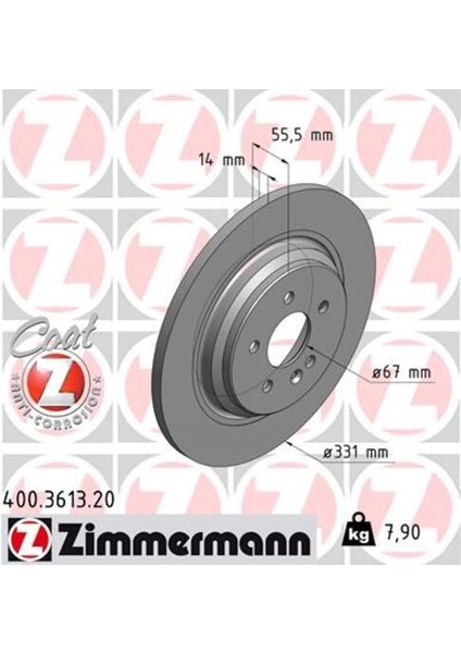 Zımmermann 400.3613.20 Fren Dıskı Arka Mercedes Ml-Class W163 98 05