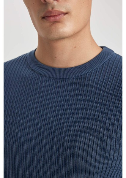 Standart Fit Normal Kesim Bisiklet Yaka Basic Düz Triko Kazak B9707AX24SP