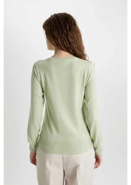 Regular Fit Yumuşak Dokulu Bisiklet Yaka Basic Düz Triko Kazak F7091AZ24WN