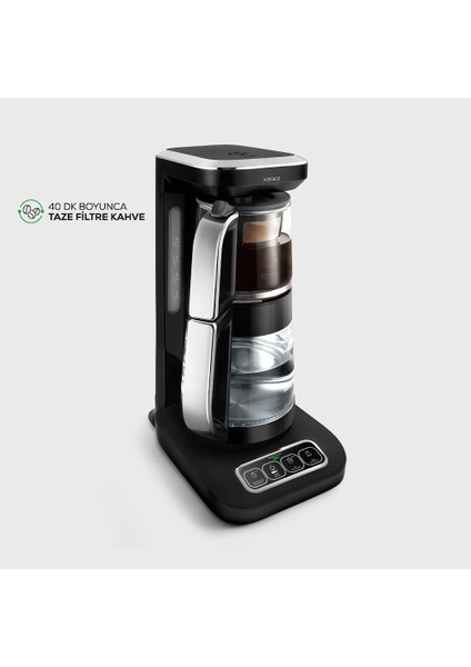 Robotea Pro 4 in 1 Konuşan Cam Çay Makinesi Black Chrome