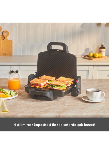Future Essential Tost Makinesi Matte Black 1800 W 4 Dilim Kapasiteli