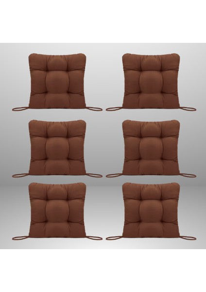 Sandalye Minderi 45X45 cm 6 Adet Kahverengi