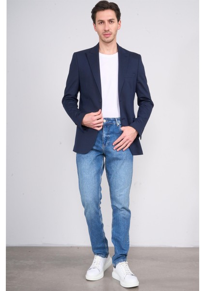 4324 Erkek Sivri Yaka Slim Fit Ceket Lacivert modelleri