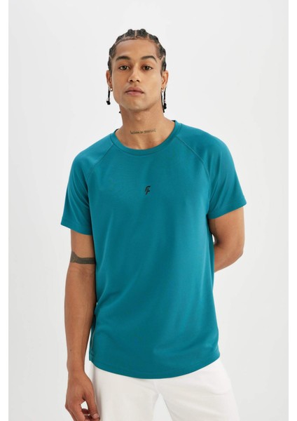 Fit Slim Fit Bisiklet Yaka Ağır Kumaş Sporcu Kısa Kollu Tişört V2887AZ24SP