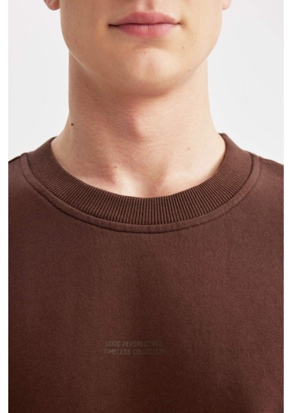 Boxy Fit Bisiklet Yaka Baskılı Sweatshirt C2207AX24SP