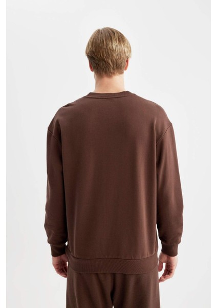 Boxy Fit Bisiklet Yaka Baskılı Sweatshirt C2207AX24SP