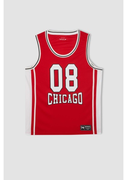 Fit Standart Fit Baskılı Bisiklet Yaka Ağır Kumaş Sporcu Atlet C2418AX24SM