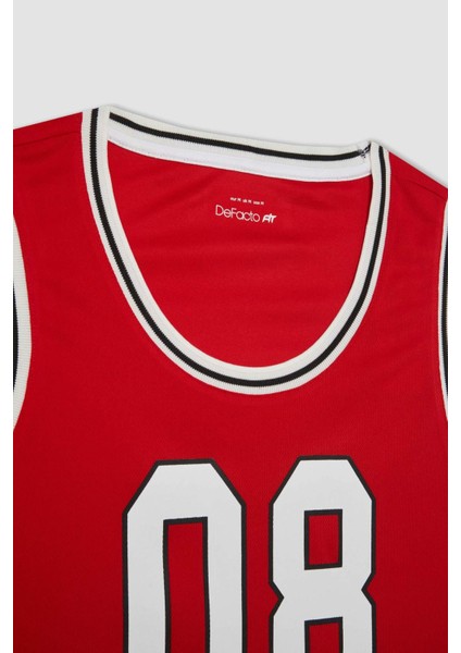 Fit Standart Fit Baskılı Bisiklet Yaka Ağır Kumaş Sporcu Atlet C2418AX24SM