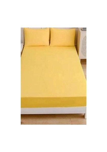 Çift Kişilik Lastikli Çarşaf Seti + 2 Yastık Kılıfı 180 x 200 Sarı