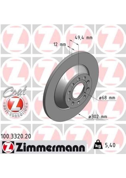 100.3320.20 Arka Fren Diski Audi A6 4b.c5 3.0 Quattro 07 04 A6 4f2 2.0 Tdı 07 04 302X11.