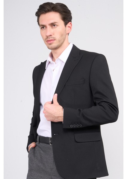 4324 Erkek Sivri Yaka Slim Fit Ceket Siyah fiyatları