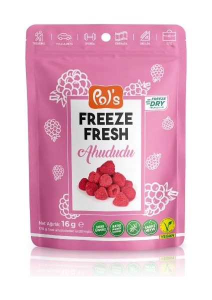 Pol’s Freeze Fresh Dondurularak Kurutulmuş Ahududu 16 gr