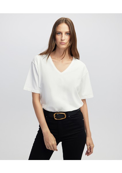 V Yaka Basic Tişört IW6250070073018