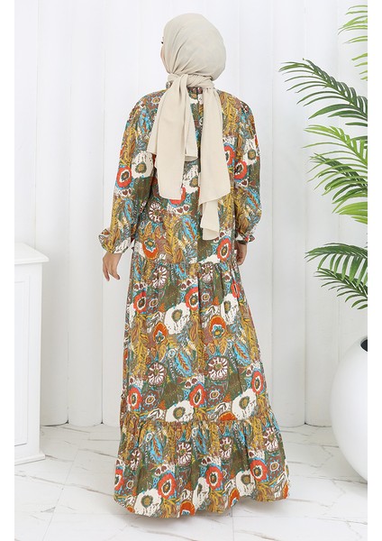 Viskon Kumaş Büzgülü Elbise 2094-01 Vizon indirimleri