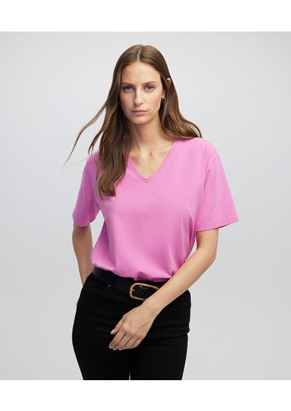 V Yaka Basic Tişört IW6250070073004