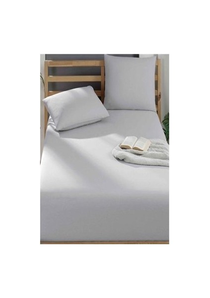 More Home Çift Kişilik Lastikli Çarşaf Seti + 2 Yastık Kılıfı 180 x 200 Gri