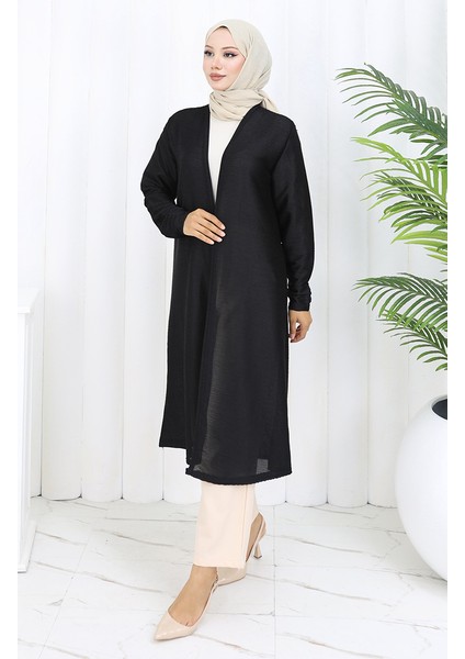 Sade Uzun Mevsimlik Siyah Hırka 8756-01 Siyah fiyatları