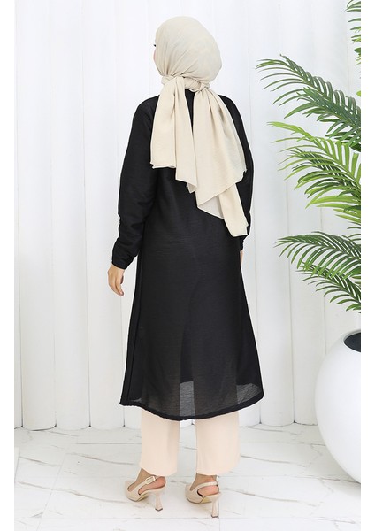 Sade Uzun Mevsimlik Siyah Hırka 8756-01 Siyah indirimleri