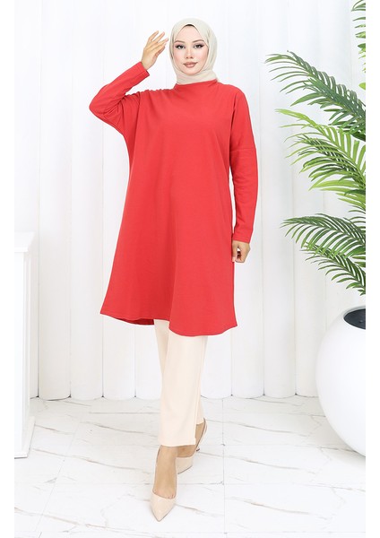 Rahat Kesim Cotton Sade Tunik 8757-01 Kırmızı fiyatları