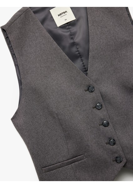 V Yaka Düğmeli Blazer Yelek modelleri