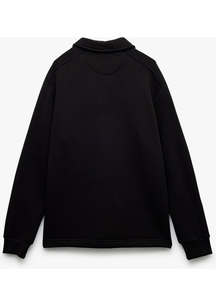Şardonlu Cep Detaylı Uzun Kollu Yarım Fermuarlı Polo Yaka Sweatshirt indirimleri