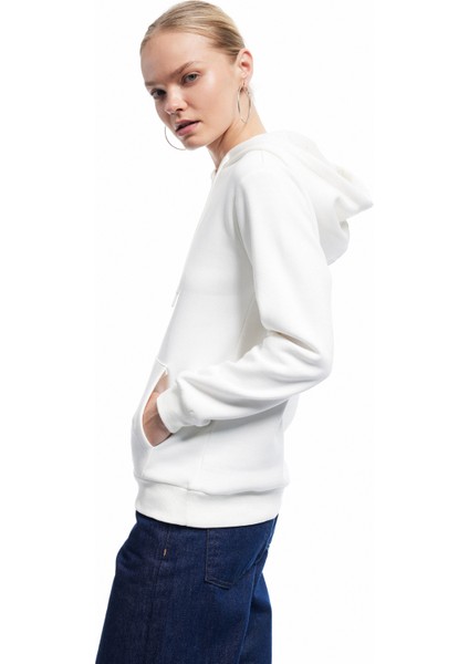 Üç Iplik Şardonlu Kanguru Cep Detaylı Kedi Baskılı Kapüşonlu Sweatshirt fiyatları