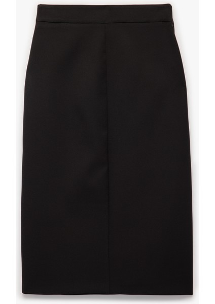 Metal Aksesuar Detaylı Midi Kruvaze Kalem Etek fırsatları