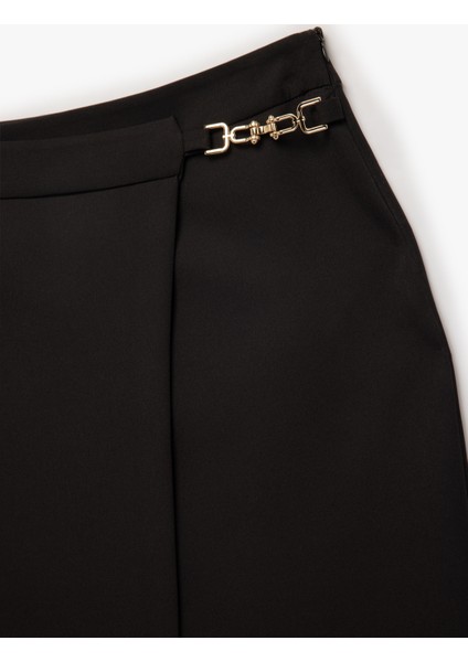 Metal Aksesuar Detaylı Midi Kruvaze Kalem Etek indirimleri