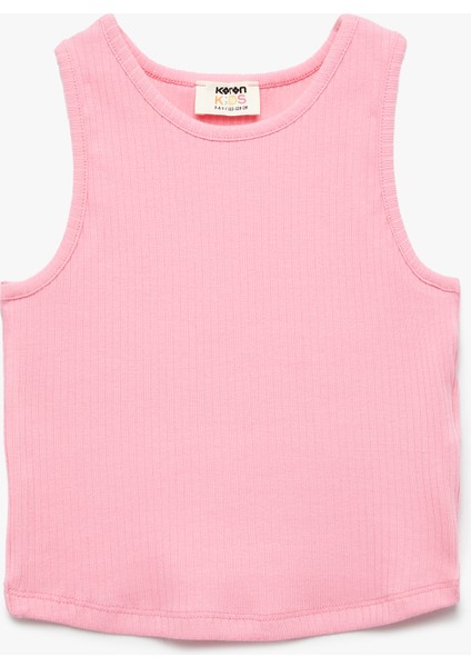 Pamuklu Kolsuz Bisiklet Yaka Basic Crop Atlet